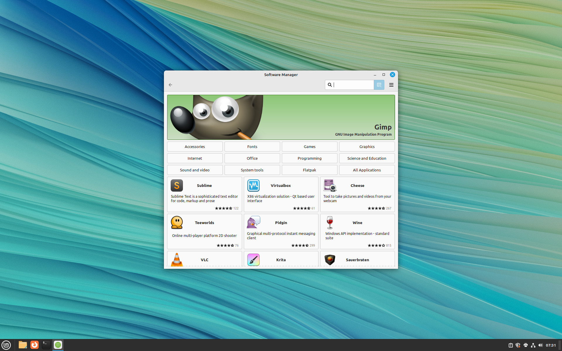 Screenshot des Linux-Mint Software-Managers