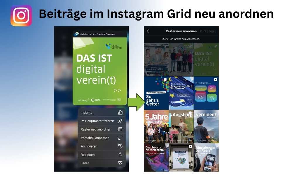 instagram grid neu anordnern