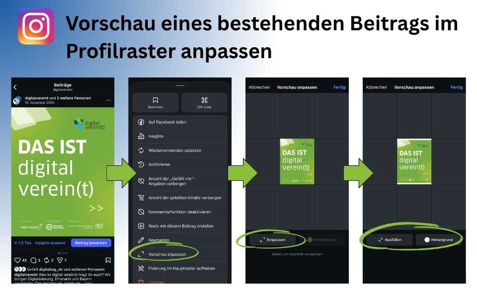 instagram profilraster vorschau anpassen